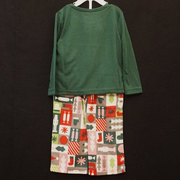 North Pole Trading Tiny Santa 2 Piece Pajama Set Fleece Pants Forst Green Tee 2T - Picture 4 of 10